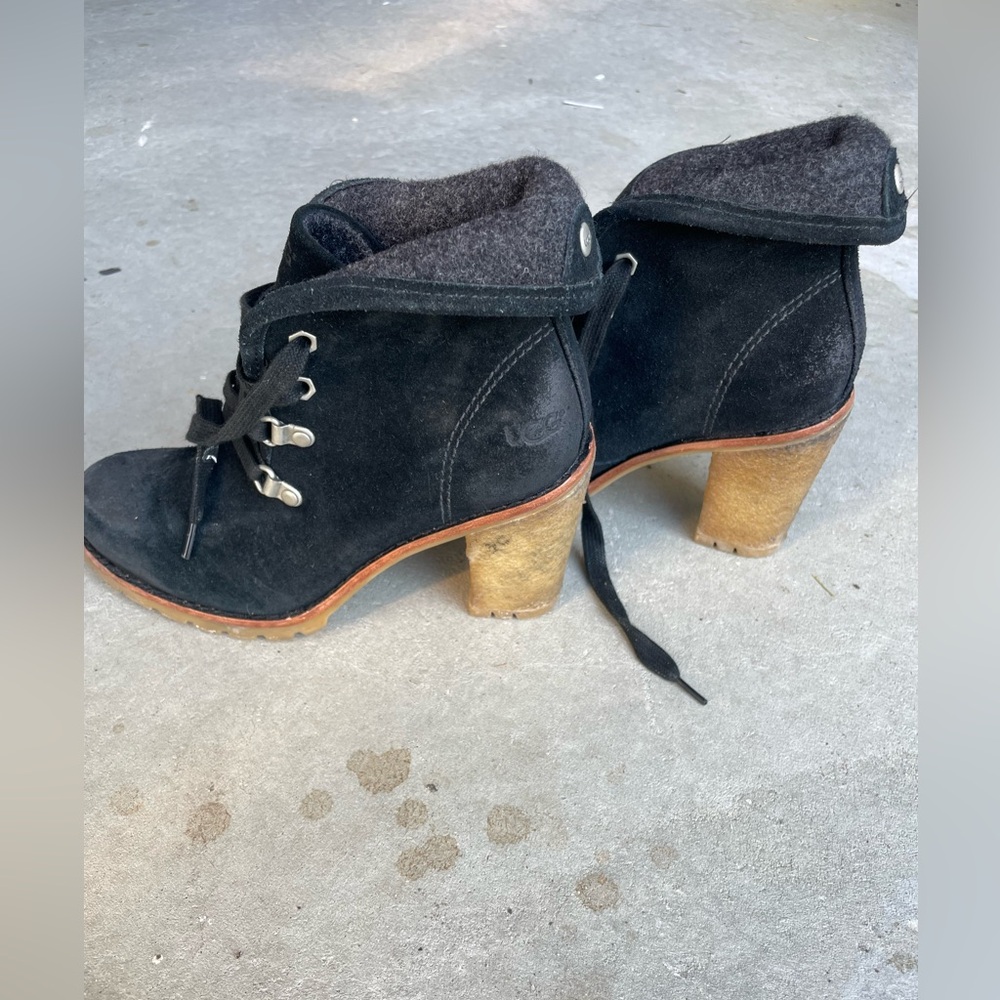 Ugg lined high heel rubber boots